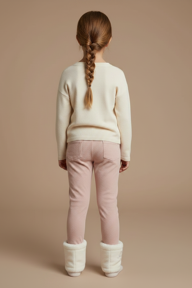 Pantalon Velours Rose Côtelé Enfant Doux Confortable - vue 2