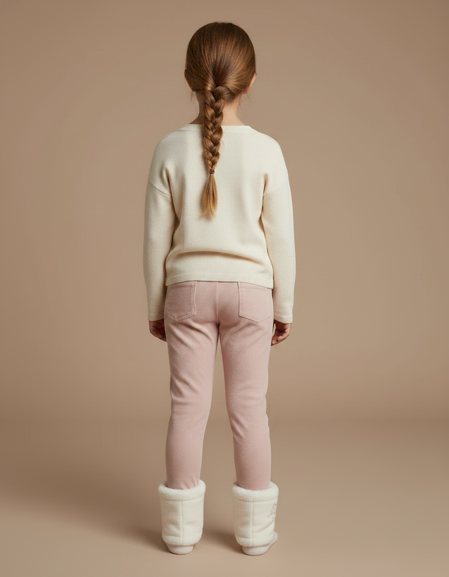 Pantalon Velours Rose Côtelé Enfant Doux Confortable - vue 2