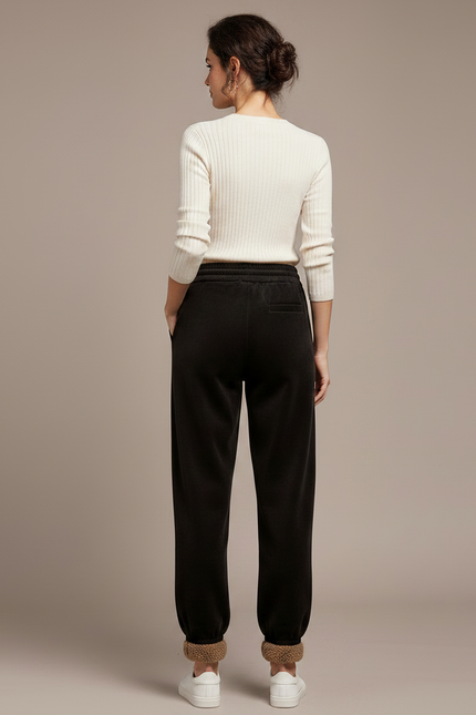 Pantalon Velours Noir Doublé Chaud Décontracté Femme - vue 2
