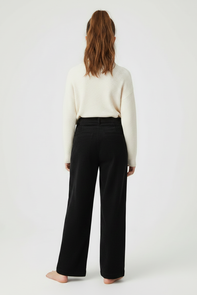Pantalon Velours Noir Côtelé Droit Ample Enfant - vue 2