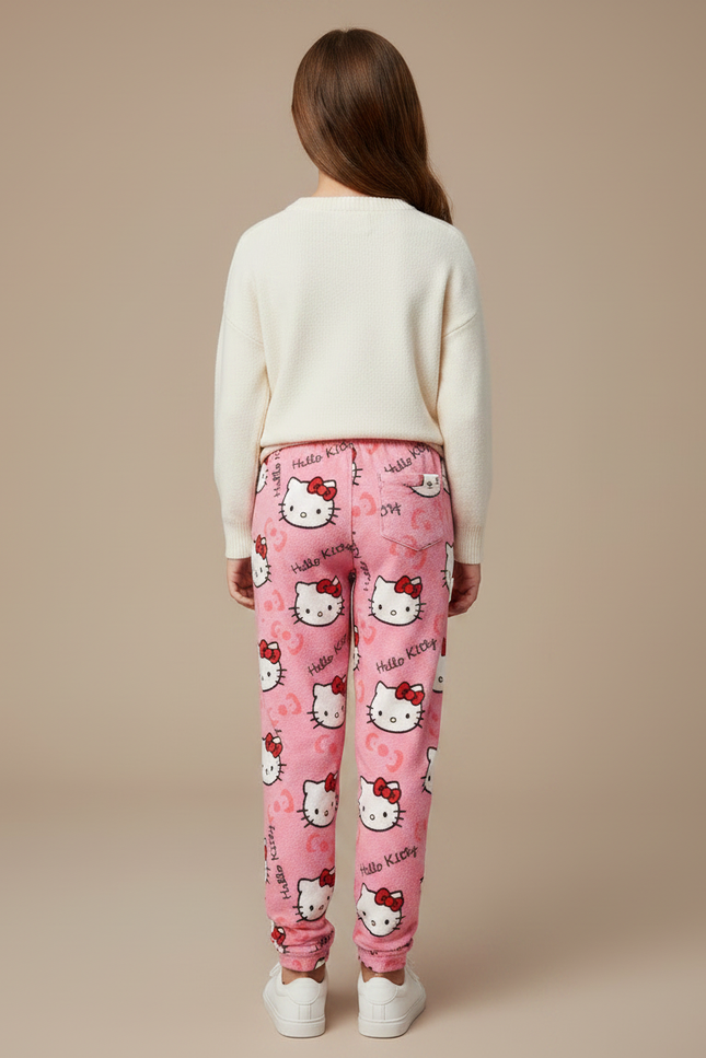 Pantalon Velours Rose Hello Kitty Ample Confortable Enfant - Molleton - vue 2