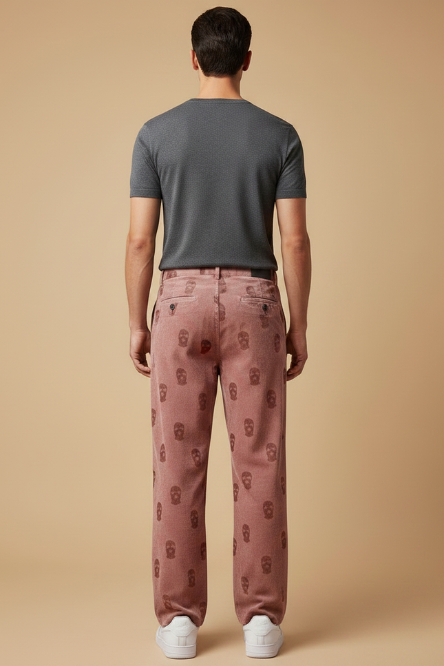 Pantalon Velours Rose Côtelé Skulls Ample Homme - vue 2