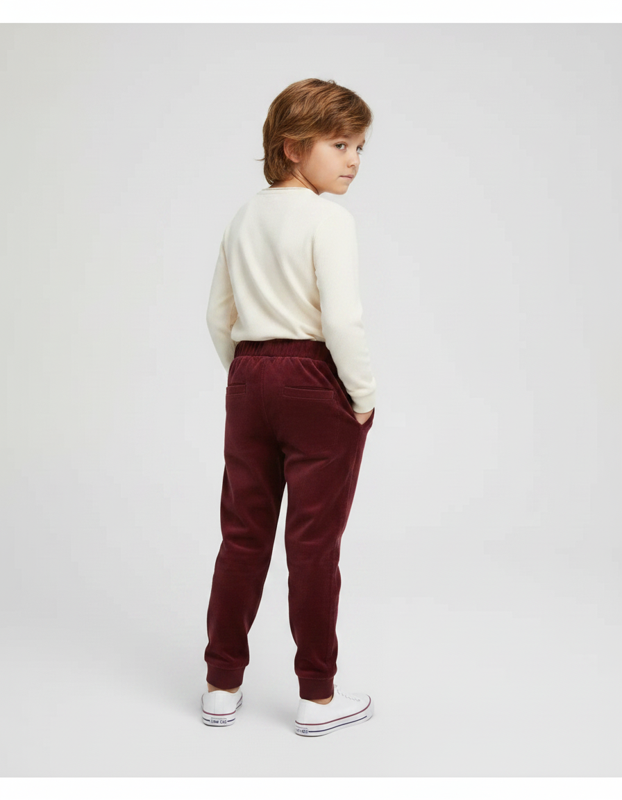 Pantalon Fuseau Velours - Bordeaux - vue 2
