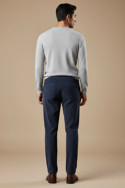 Pantalon Velours Homme Côtelé Droit Bleu Marine Cordon - vue 2