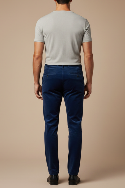 Pantalon Velours Bleu Marine Homme Coupe Slim Élégant - Cordé - vue 2