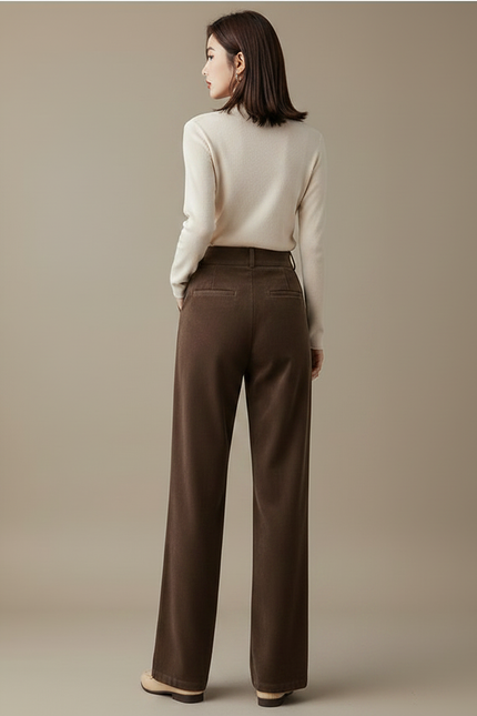 Pantalon Velours Marron Large Évasé Confortable Femme - vue 2
