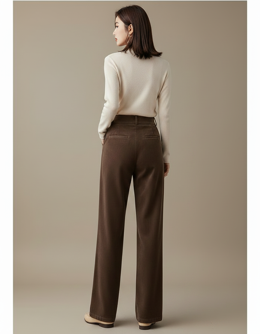 Pantalon Velours Marron Large Évasé Confortable Femme - vue 2