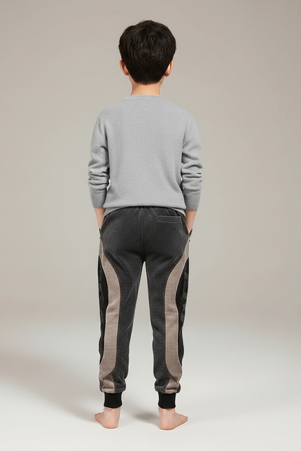 Pantalon Velours Gris Patchwork Sport Enfant - vue 2