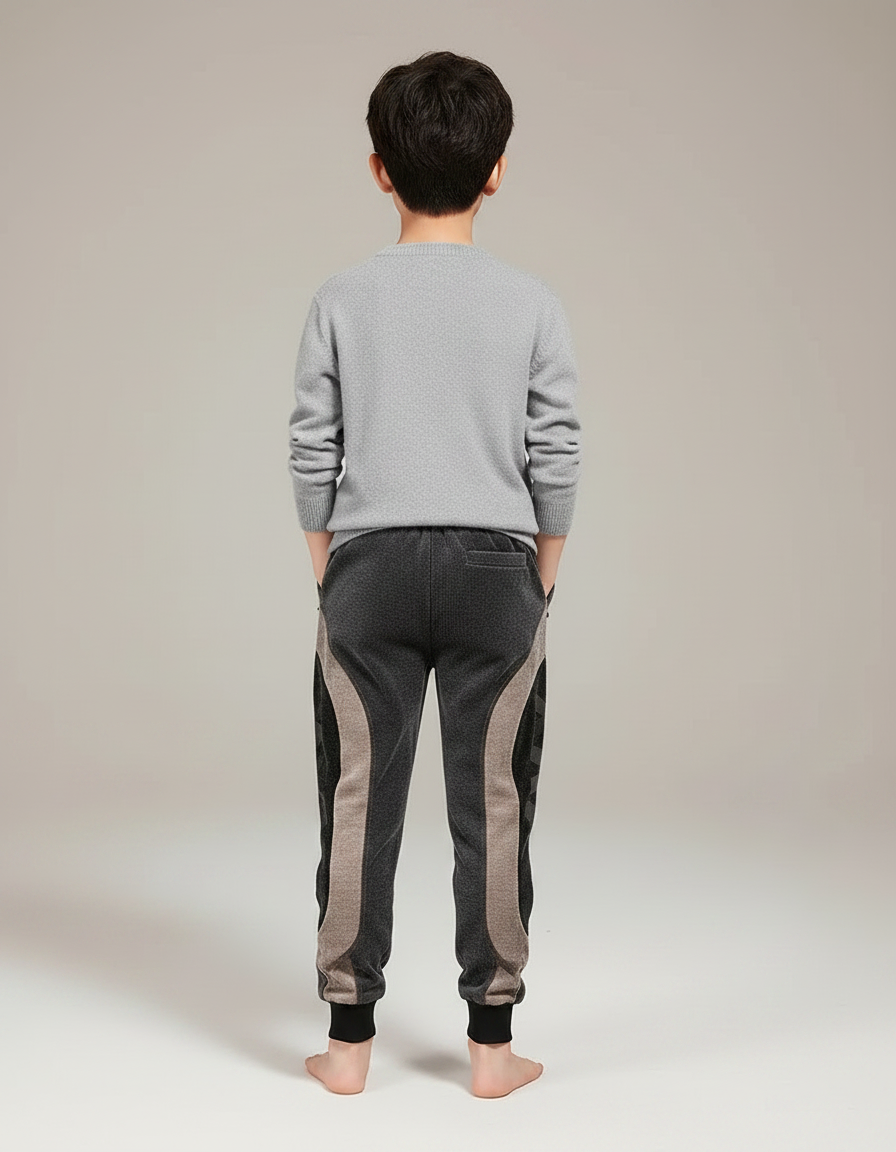 Pantalon Velours Gris Patchwork Sport Enfant - vue 2