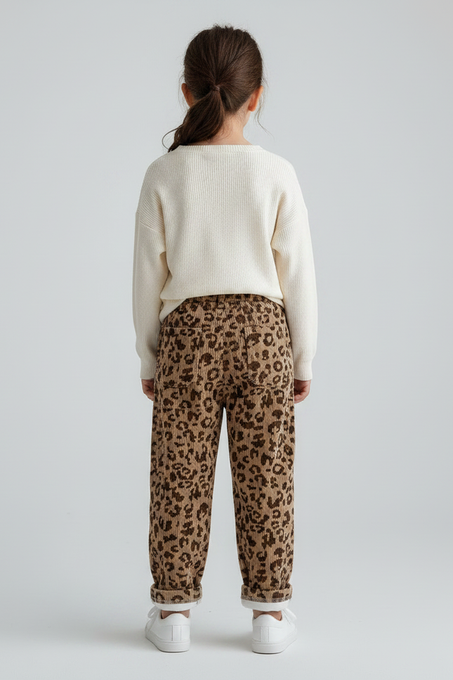 Pantalon Velours Cotele Leopard - Imprimé Cordé - vue 2