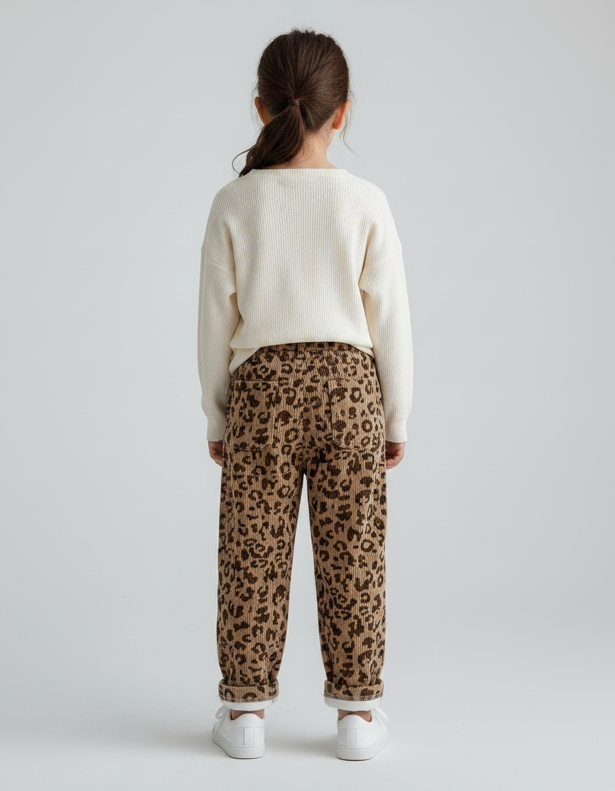 Pantalon Velours Cotele Leopard - Imprimé Cordé - vue 2