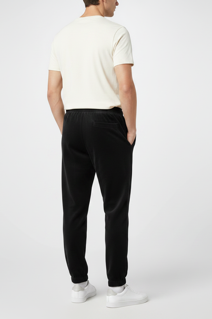 Pantalon Velours Noir Côtelé Jogging Décontracté Homme - Cordé - vue 2