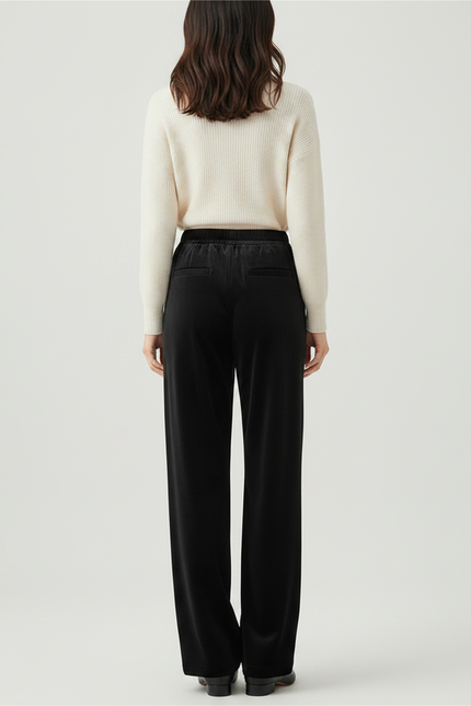 Pantalon Velours Noir Ample Taille Haute Confortable - vue 2