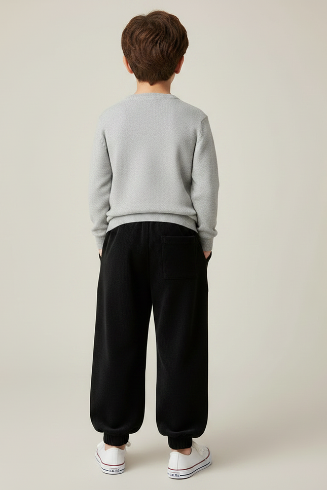 Pantalon Velours Noir Ample Sportif Garçon Fille - vue 2