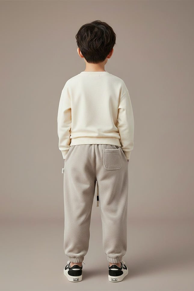 Pantalon Velours Gris Épais Ample Enfant Doux - vue 2