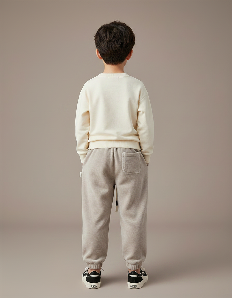 Pantalon Velours Gris Épais Ample Enfant Doux - vue 2