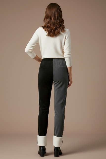 Pantalon Velours Bicolore Chaud Doublé Polaire Femme - Multicolore - vue 2