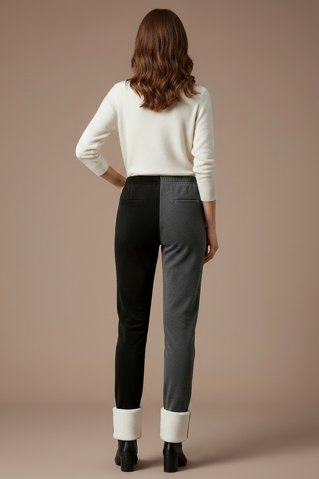 Pantalon Velours Bicolore Chaud Doublé Polaire Femme - Multicolore - vue 2