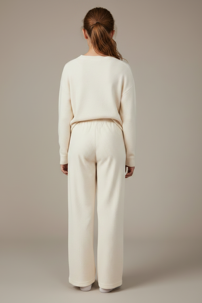 Pantalon Velours Creme - Beige Cordé - vue 2