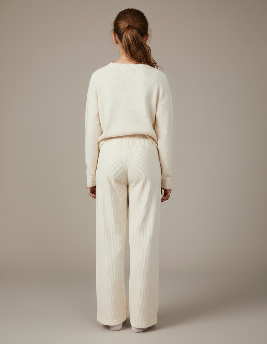 Pantalon Velours Creme - Beige Cordé - vue 2