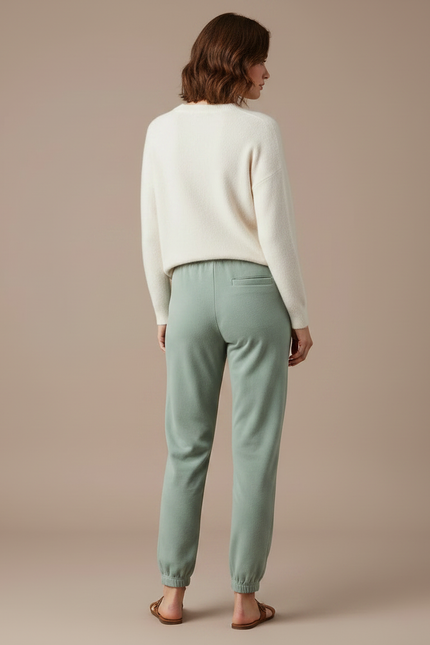 Pantalon Velours Vert Ample Molletonné Confortable Femme - vue 2
