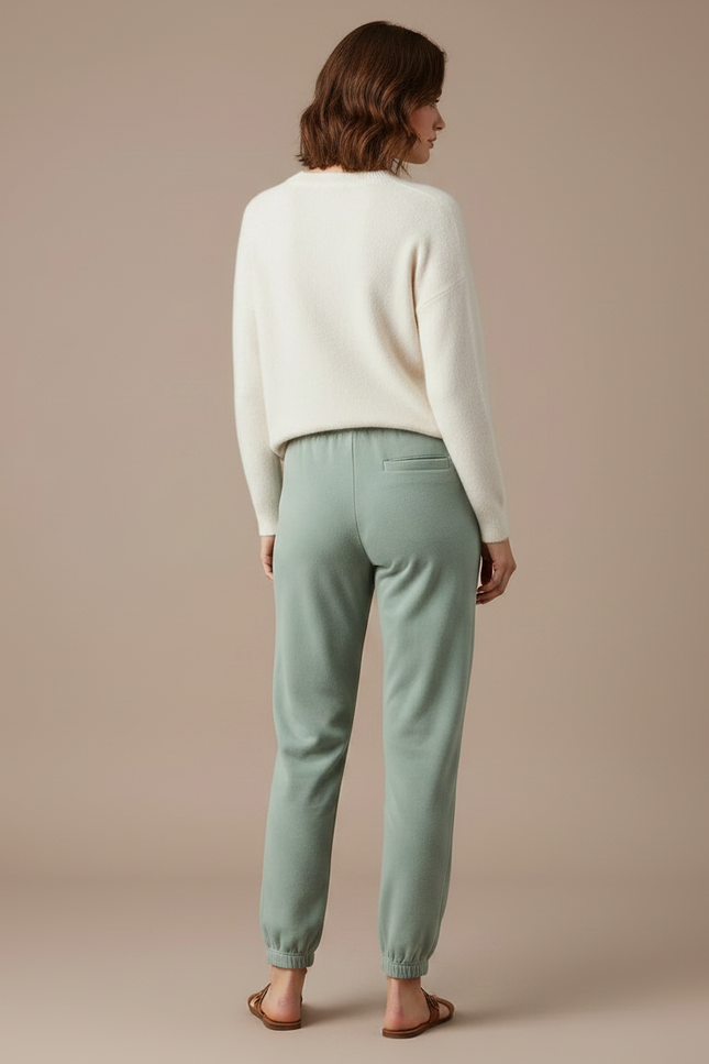 Pantalon Velours Vert Ample Molletonné Confortable Femme - vue 2