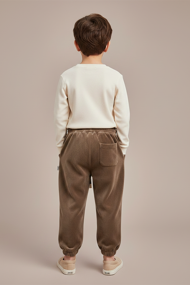 Pantalon Velours Marron Chaud Décontracté Épais Enfant - vue 2