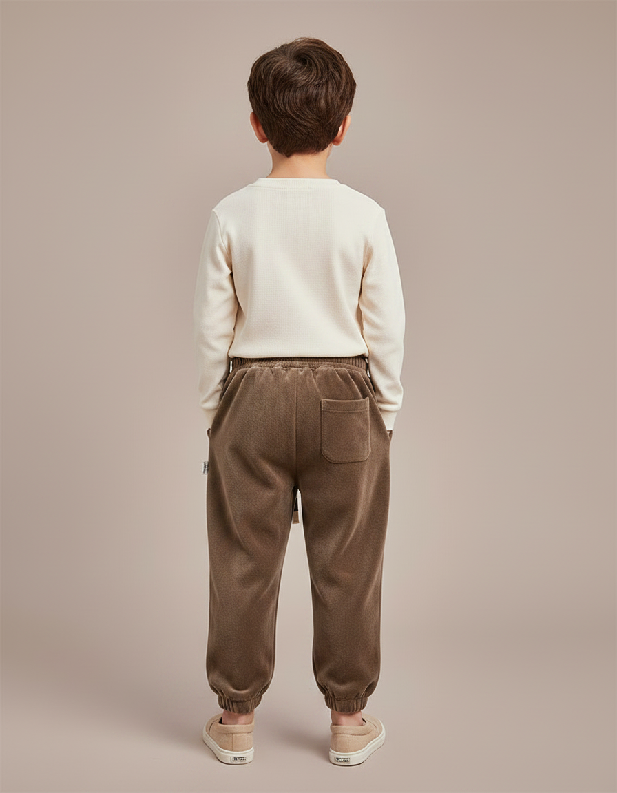 Pantalon Velours Marron Chaud Décontracté Épais Enfant - vue 2