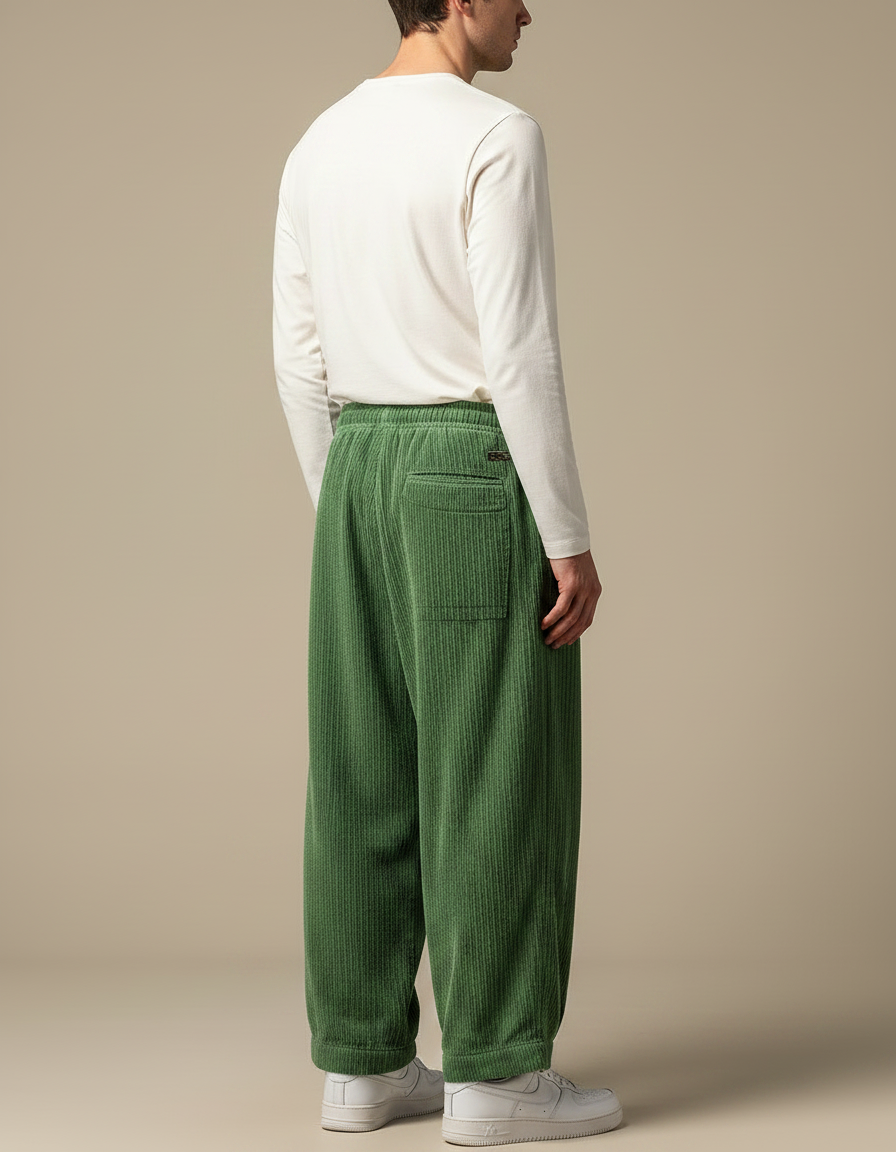Pantalon Velours Cotelé Homme Grande Taille - Vert Cordé - vue 2