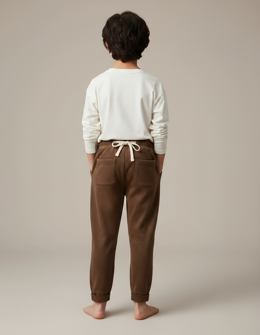 Pantalon Velours Marron Enfant Cordon Doux Confortable - Molleton - vue 2
