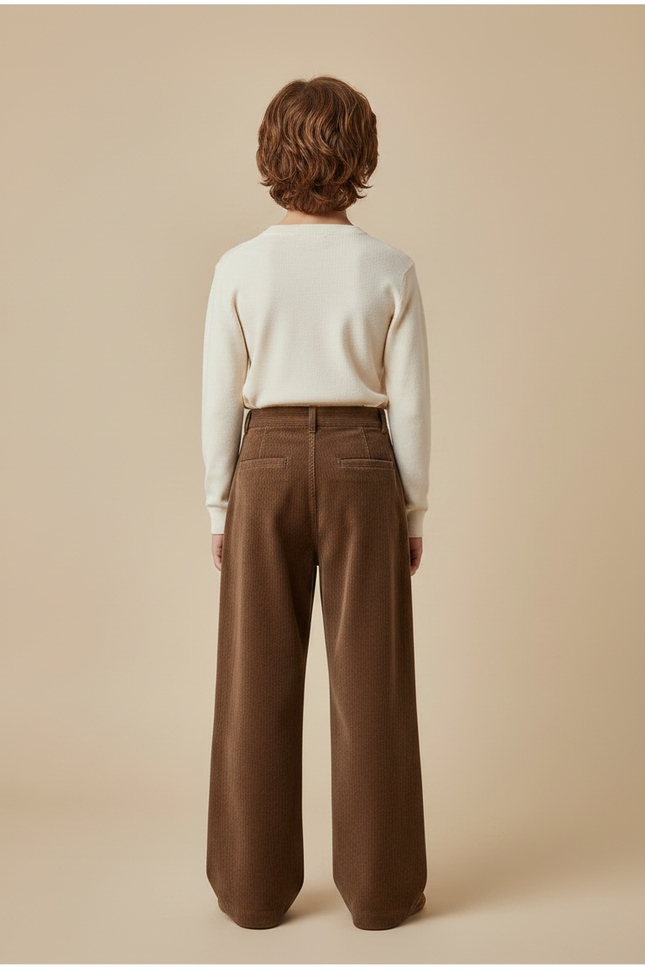 Pantalon Velours Marron Ample Côtelé Garçon Hiver - Cordé - vue 2
