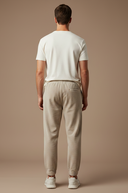 Pantalon Velours Côtelé Beige Homme Décontracté Cordon - Cordé - vue 2