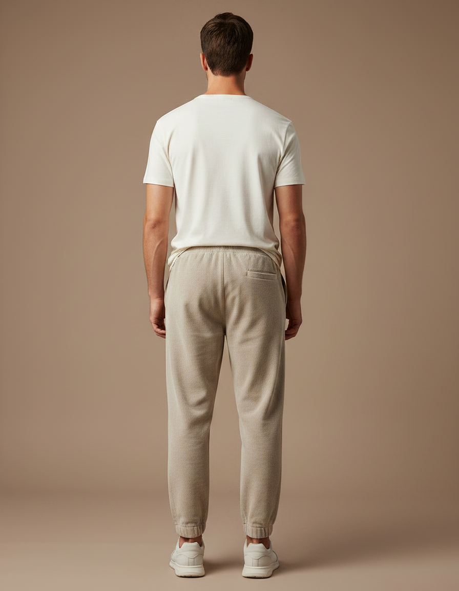 Pantalon Velours Côtelé Beige Homme Décontracté Cordon - Cordé - vue 2