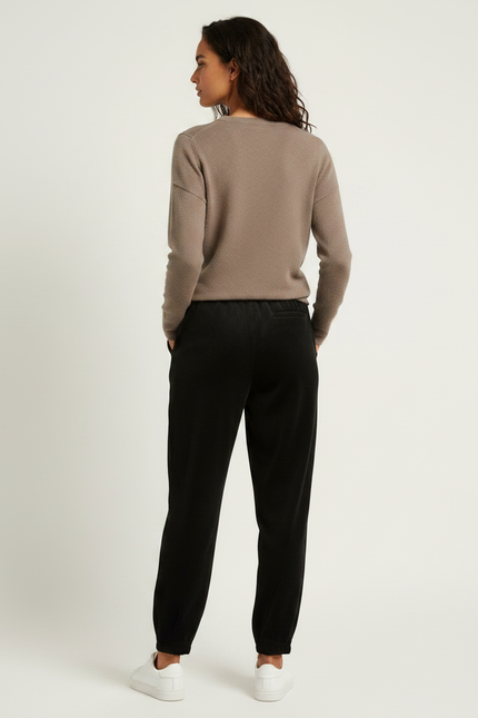 Pantalon Velours Côtelé Noir Ample Décontracté Femme - Cordé - vue 2