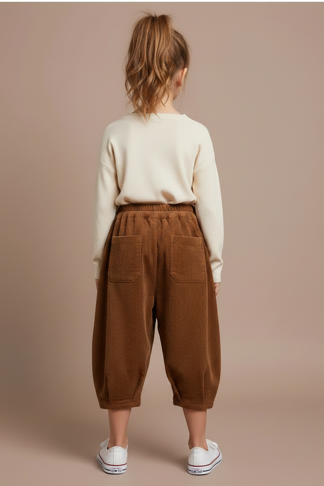 Pantalon Velours Côtelé Marron Ample Enfant Harun - Cordé - vue 2