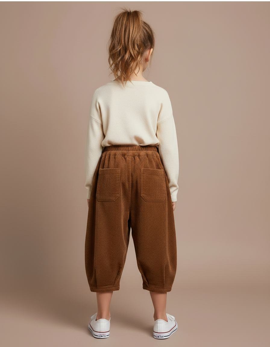 Pantalon Velours Côtelé Marron Ample Enfant Harun - Cordé - vue 2