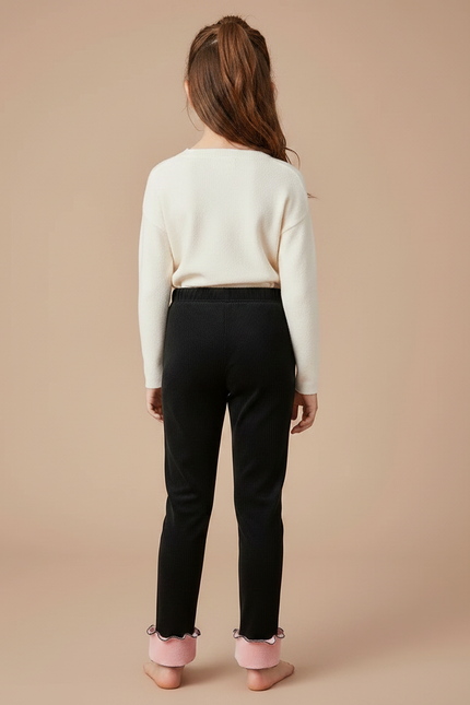 Pantalon Velours Noir Côtelé Doublé Rose Fille - Cordé - vue 2