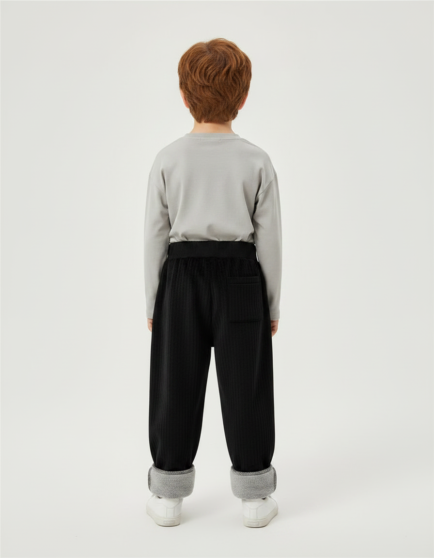 Pantalon Velours Côtelé Noir Doublé Polaire Enfant - vue 2