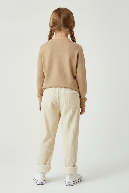 Pantalon Cotele Velour - Beige Cordé - vue 2