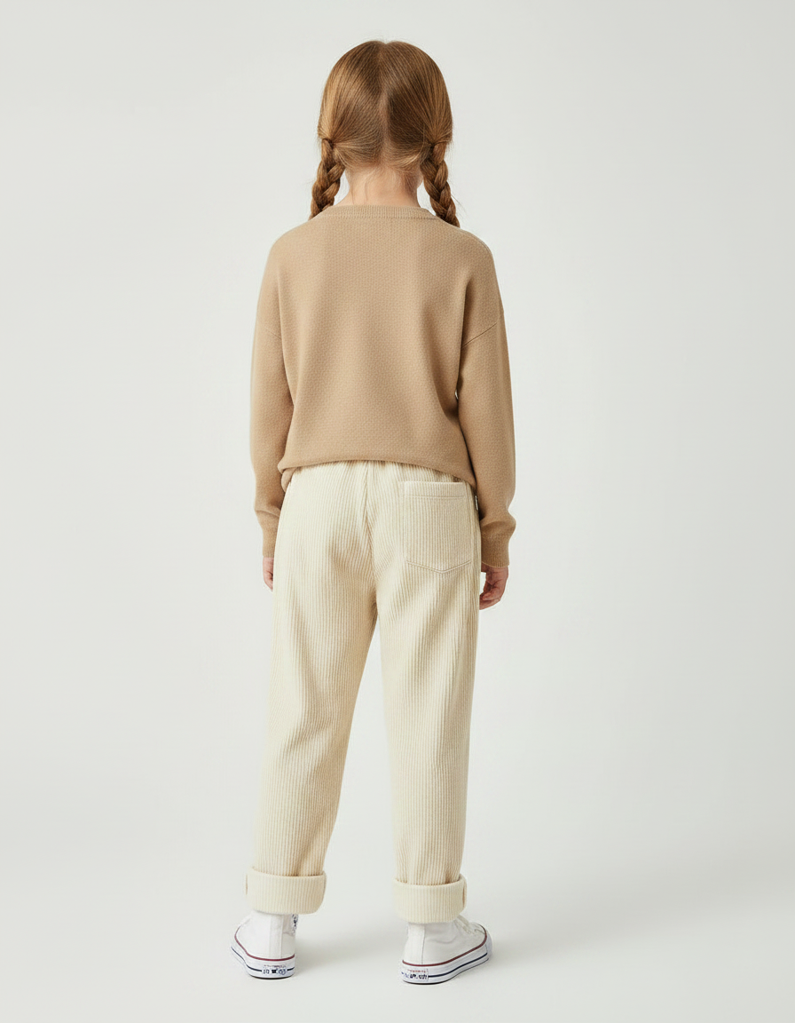 Pantalon Cotele Velour - Beige Cordé - vue 2
