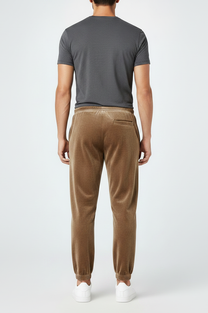 Pantalon Velours Marron Délavé Ample Sport Homme - Camel - vue 2