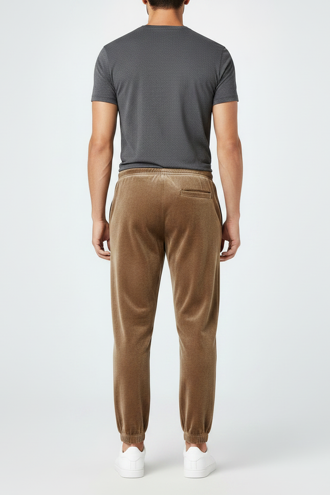 Pantalon Velours Marron Délavé Ample Sport Homme - Camel - vue 2