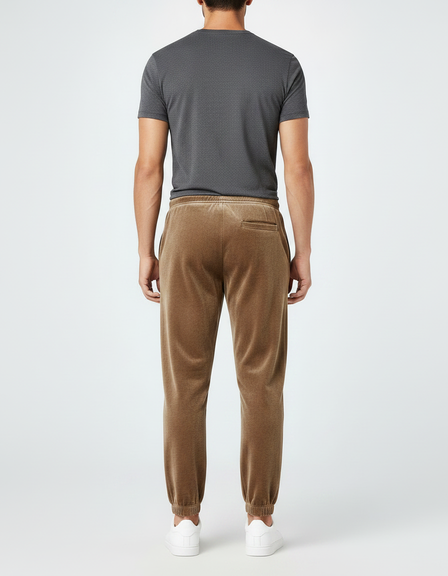 Pantalon Velours Marron Délavé Ample Sport Homme - Camel - vue 2