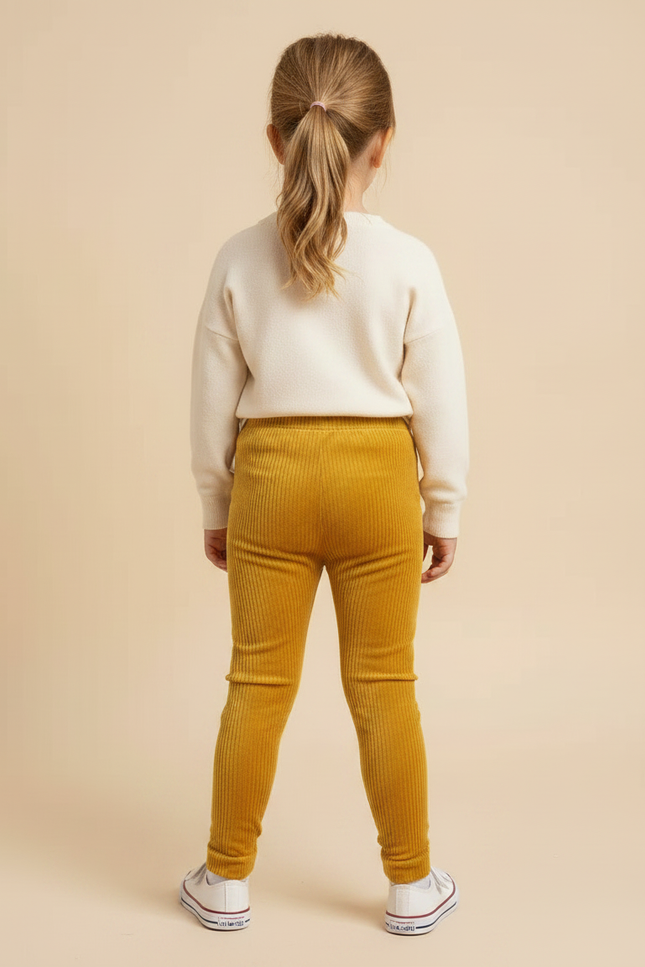 Pantalon Velours Jaune Côtelé Confortable Enfant - Cordé - vue 2