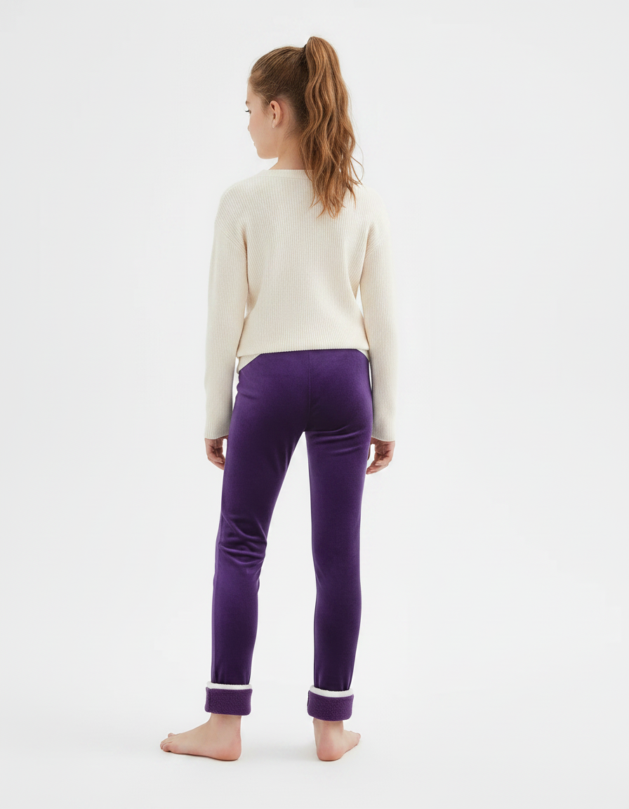 Pantalon Velours Violet Doublé Polaire Fille - vue 2