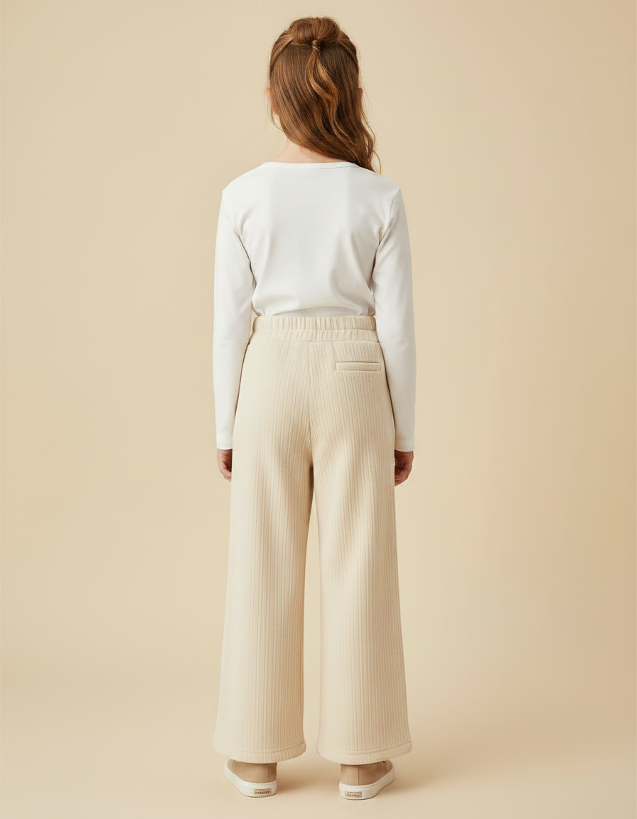 Pantalon Velours Côtelé Large Beige Enfant - Cordé - vue 2