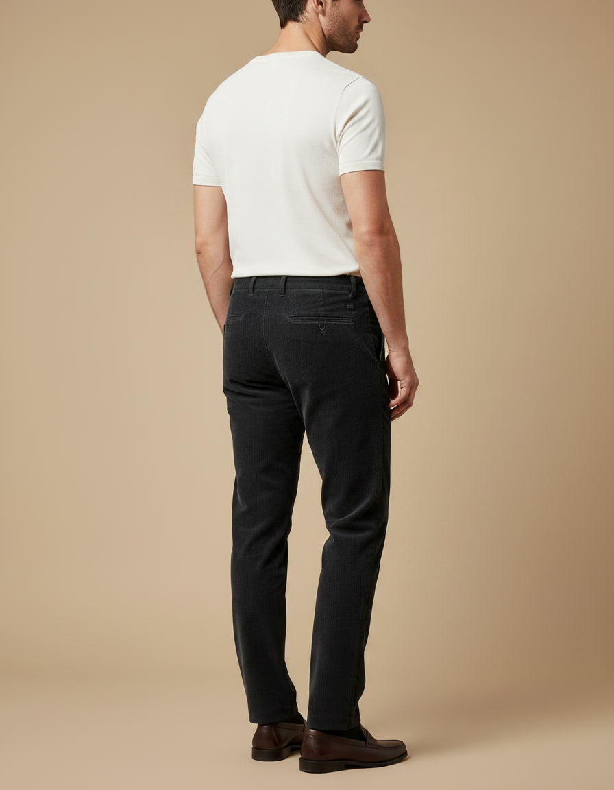 Pantalon Velours Stretch - Noir Cordé - vue 2