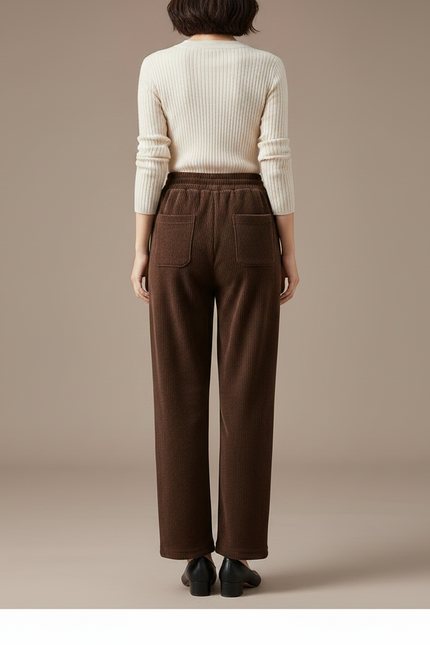 Pantalon Velours Côtelé Marron Ample Épais Femme - Cordé - vue 2