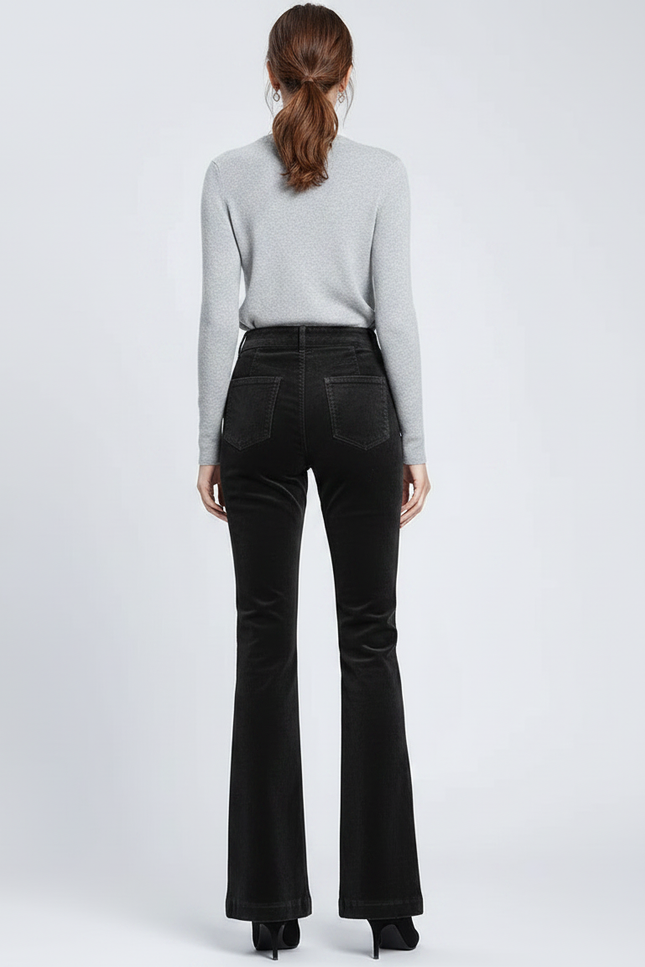 Pantalon Flare Velours Noir - Cordé - vue 2