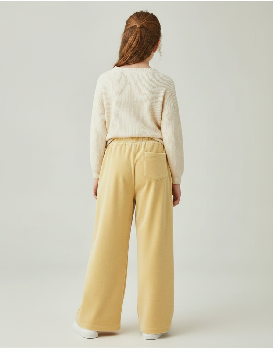 Pantalon Velours Jaune Ample Décontracté Enfant - vue 2